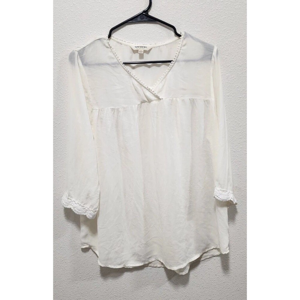Tantrum 100% Polyester Babydoll Tunic Top 90's Y2k Cream Colored Sz M